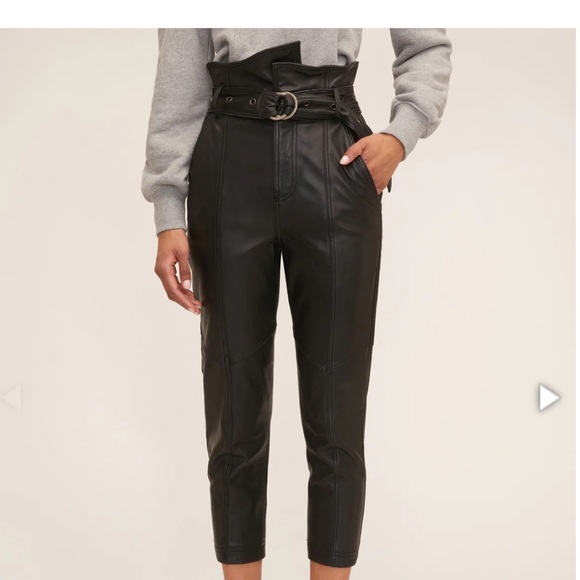 Marissa Webb Anniston cropped leather pant in tan - Picture 4 of 6